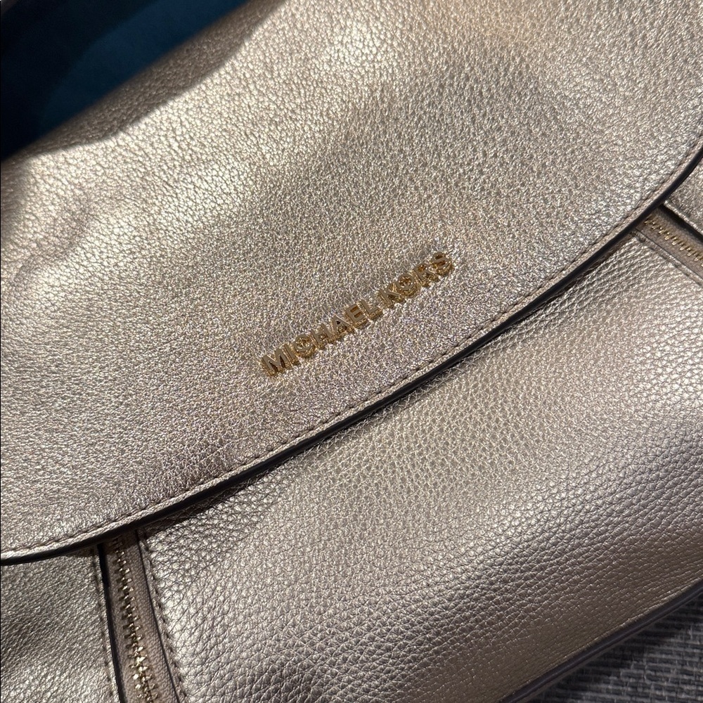 Michael Kors Metallic Gold Shoulder Bag new purse handbag MK tote designer care - Picture 9 of 10